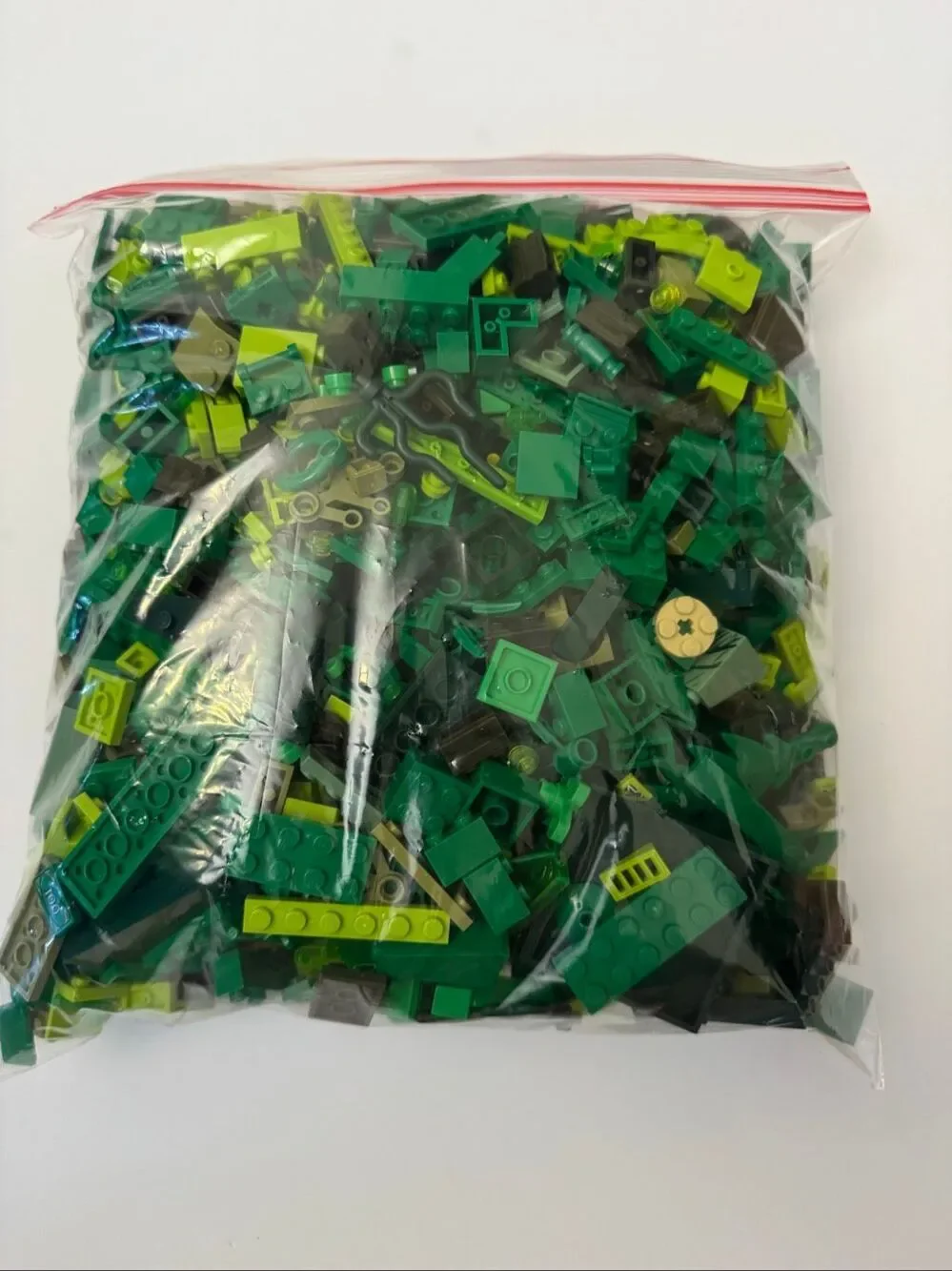 LEGO Various Shades of Green Assorted Bricks Pieces 2 lb 1.4 oz bag Washed Bulk